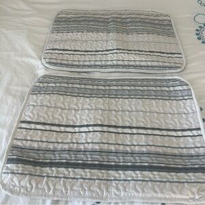 South Shore Fine Linens Blue/Grey/White Coastal Stripe Quilted Pillow Shams